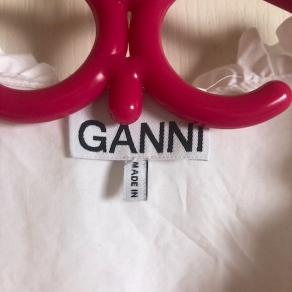 Ganni White Organic Cotton Shirt - Size XXL - Picture 3 of 6